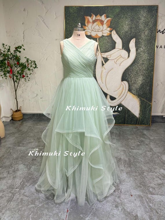 Sage Green Tulle Tiered Prom Dress - Plus Size - Etsy Canada