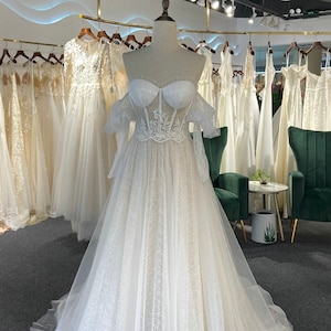 Sexy Off Shoulder Long Sleeve Boho Wedding Dress