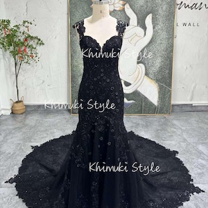 Black Lace Wedding Dress,Colorful Wedding Dress