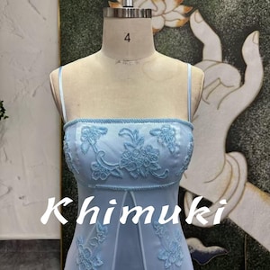 Vestido de fiesta azul, vestido de fiesta vintage con cuentas, vestido de fiesta de talla grande