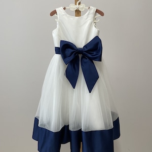 Cute Girls Birthday Party Dress,Navy Blue Flower Girl Dress