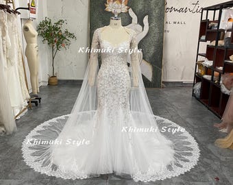 Fashion Mermaid Long Sleeve Lace Wedding Dress