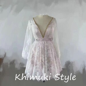 Long Sleeve Boho Short Wedding Dress