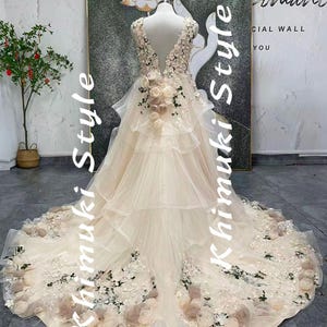 Plus Size Blush Wedding Dress: Floral Tüll Brautkleid Bild 3