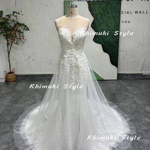 Hand Lace Wedding Gown,Luxury White Tulle Wedding Dress