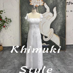Beaded Square Neckline White Prom Dress,Vintage Butterfly Sleeve White Party Dress