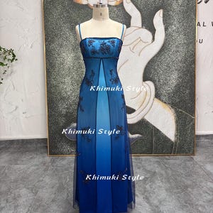 Vestido de fiesta degradado, vestido de fiesta azul de los años 2000
