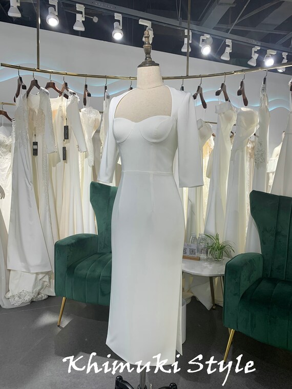 Knee Length Half Sleeve Sheath Wedding Dress Knee Length Half Sleeve Sheath Wedding Dress