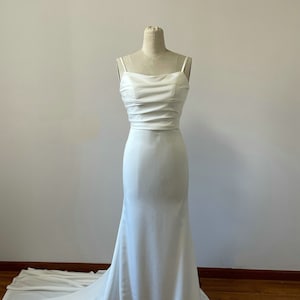 Fit and Flare Square Neckline Criss-Cross Back Wedding Dress