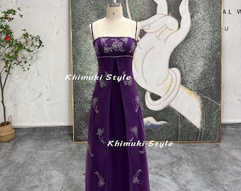Purple Tulle Prom Dress: Vintage 2000s Silk Satin Party Gown