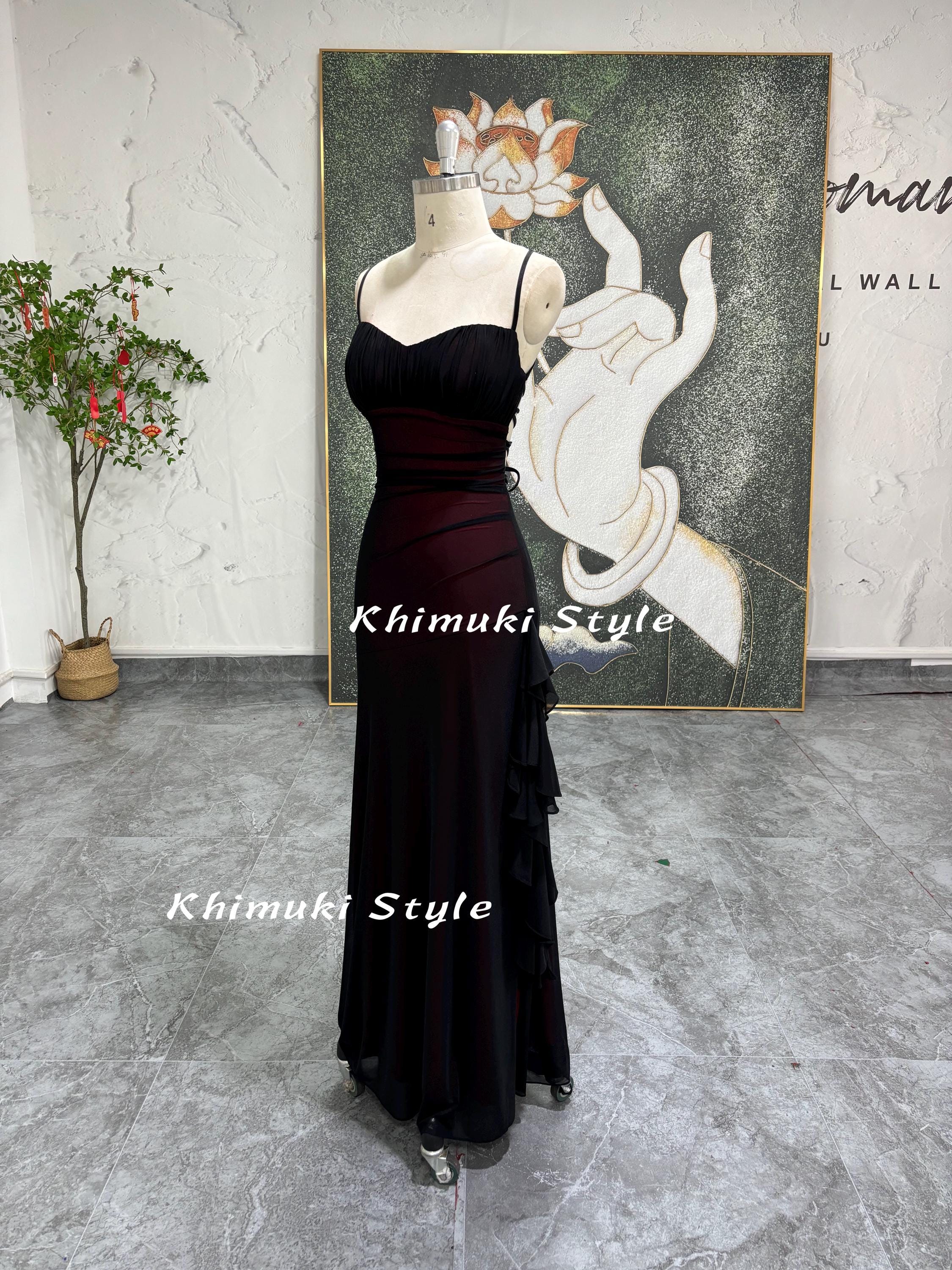 Cocktail Dress 90s Prom Dress Square Neckline Black And Red