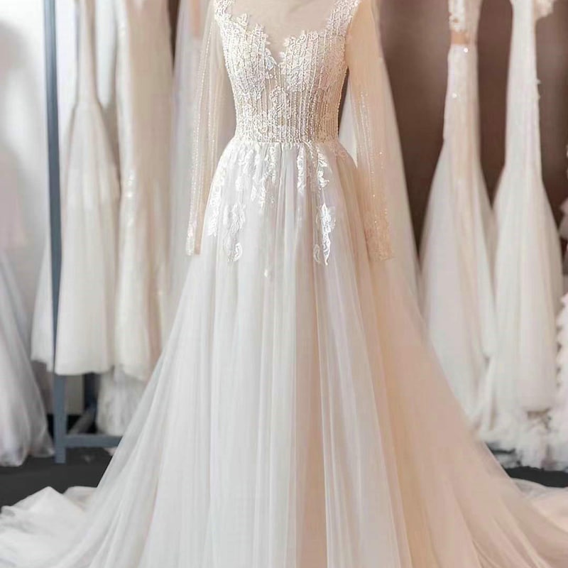 Sheer Wedding Dress - Etsy