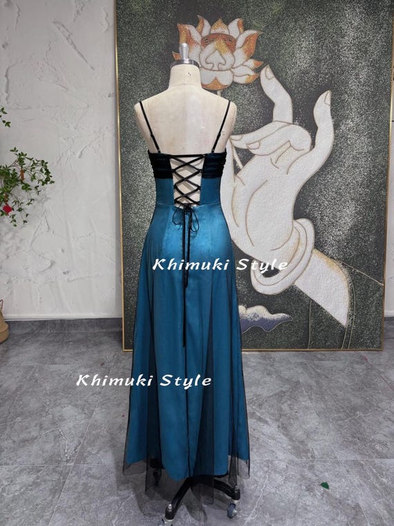 blue 90s prom dress blue 90s prom dress Spaghetti Straps Vintage Light Blue Prom Dress daisystyledress