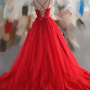 Ball Gown Criss Cross Back Red Prom Dress - Etsy
