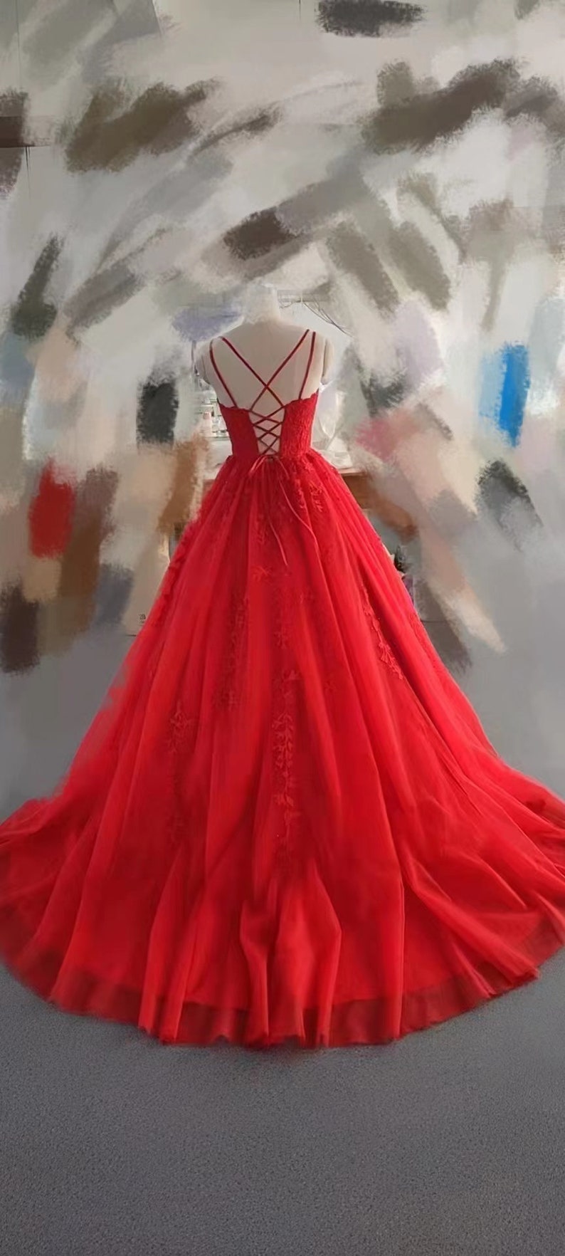 Ball Gown Criss Cross Back Red Prom Dress - Etsy
