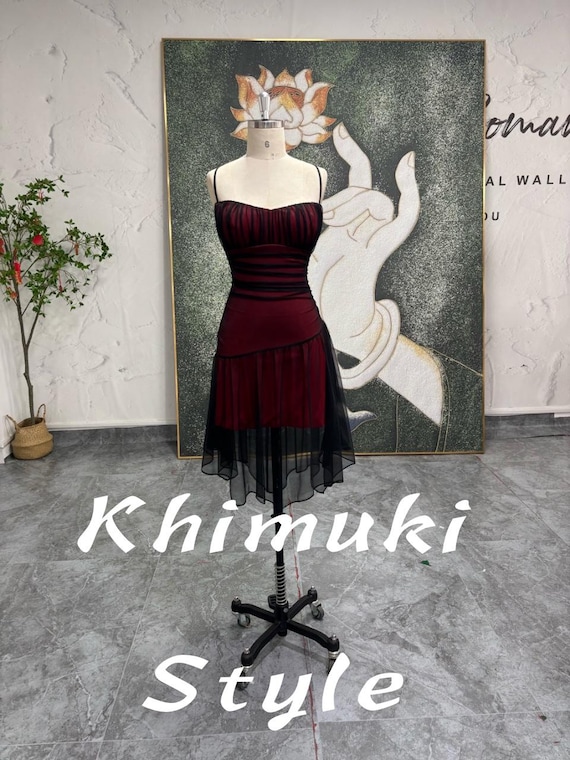 Red and Black Mesh Homecoming Dress, Vintage Party Dress