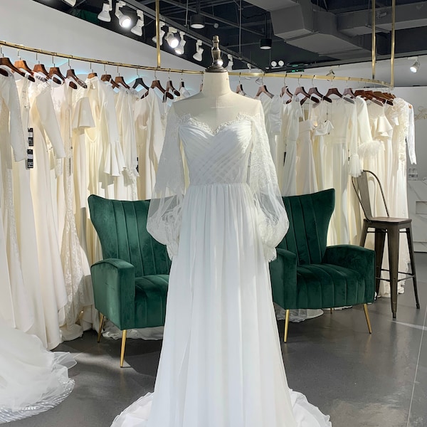 Long Sleeve Boho Wedding Dress Etsy