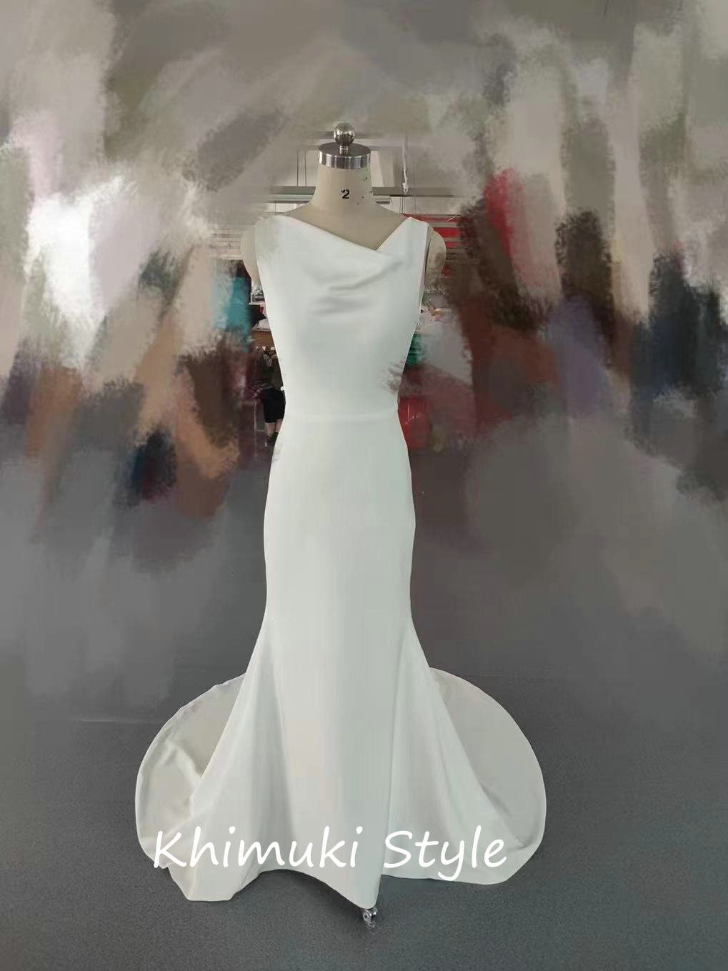 Fit and Flare Low Back Minimalist Wedding Dress