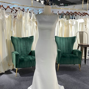 Fit and Flare Handmade Beaded Back Wedding Dress