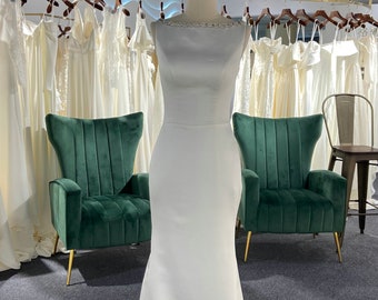 Fit and Flare Handmade Beaded Back Wedding Dress