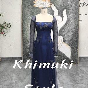 Long Sleeves Prom Dress,2000S Navy Blue Party Dress