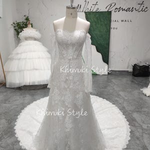 Off Shoulder Long Sleeve Lace Wedding Dress