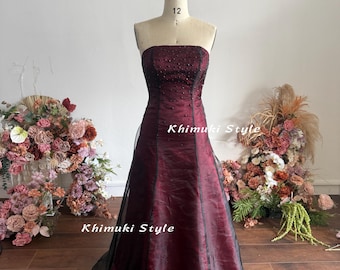 Sexy Back Prom Dress,Vintage Black and Red Party Dress