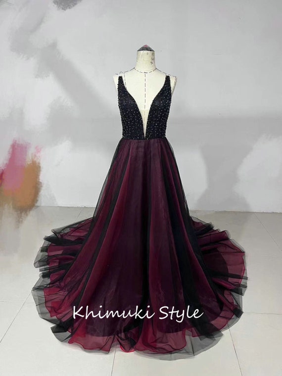 open lace back dress Ombre Red Prom Gown Off The Shoulder Prom Dress 20286 Custom Colors / US10 main image 1