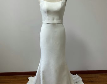 Fit and Flare Fyrkantig Halsringning Crêpe Bröllopsklänning