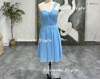 light blue winter formal dresses short Sky Blue Strapless Sparkly Homecoming Dress Knee Length Short Prom Dress ARD2891 main image 1
