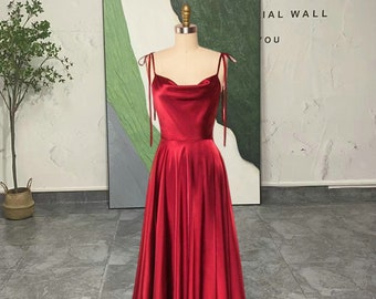 Square Neckline Deep Red Party Dress