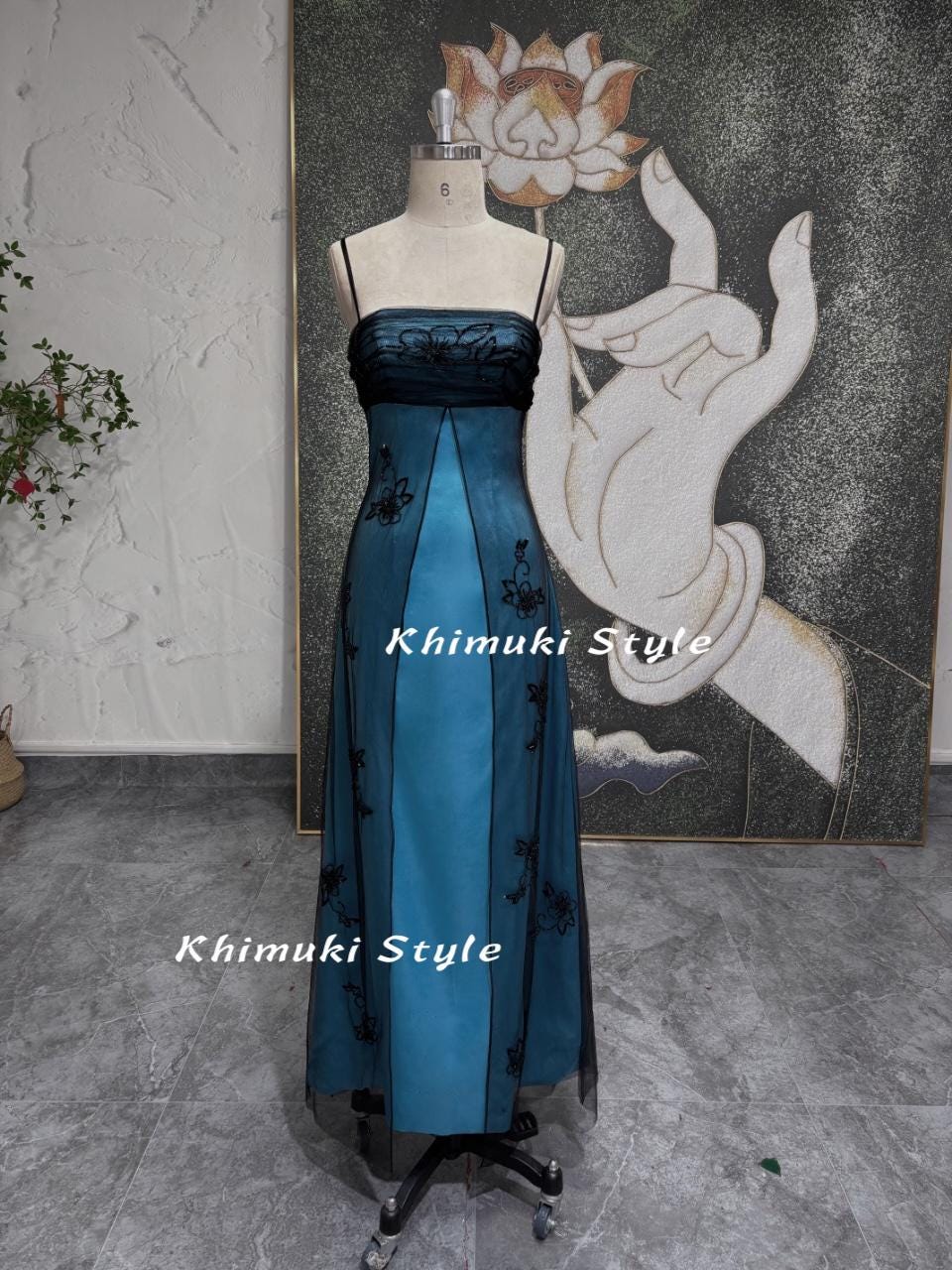 Vintage Beaded Blue Dress - Etsy Vintage Beaded Blue Dress - Etsy