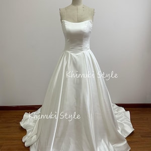 Ball Gown Soft Satin Wedding Dress,V Waistline Wedding Dress