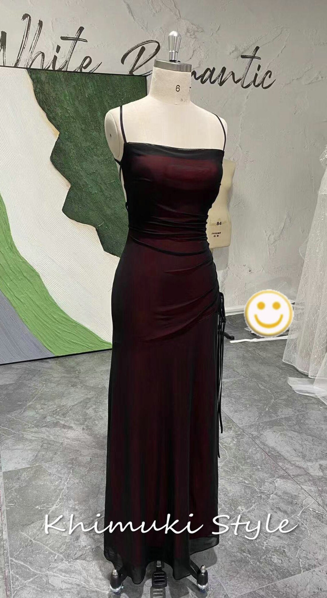 Sexy Slit Square Neckline Vintage Party Dress Long Evening Gown main image 1