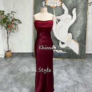 Square Neckline Vintage Prom Dress, Deep Red 90s Party Dress