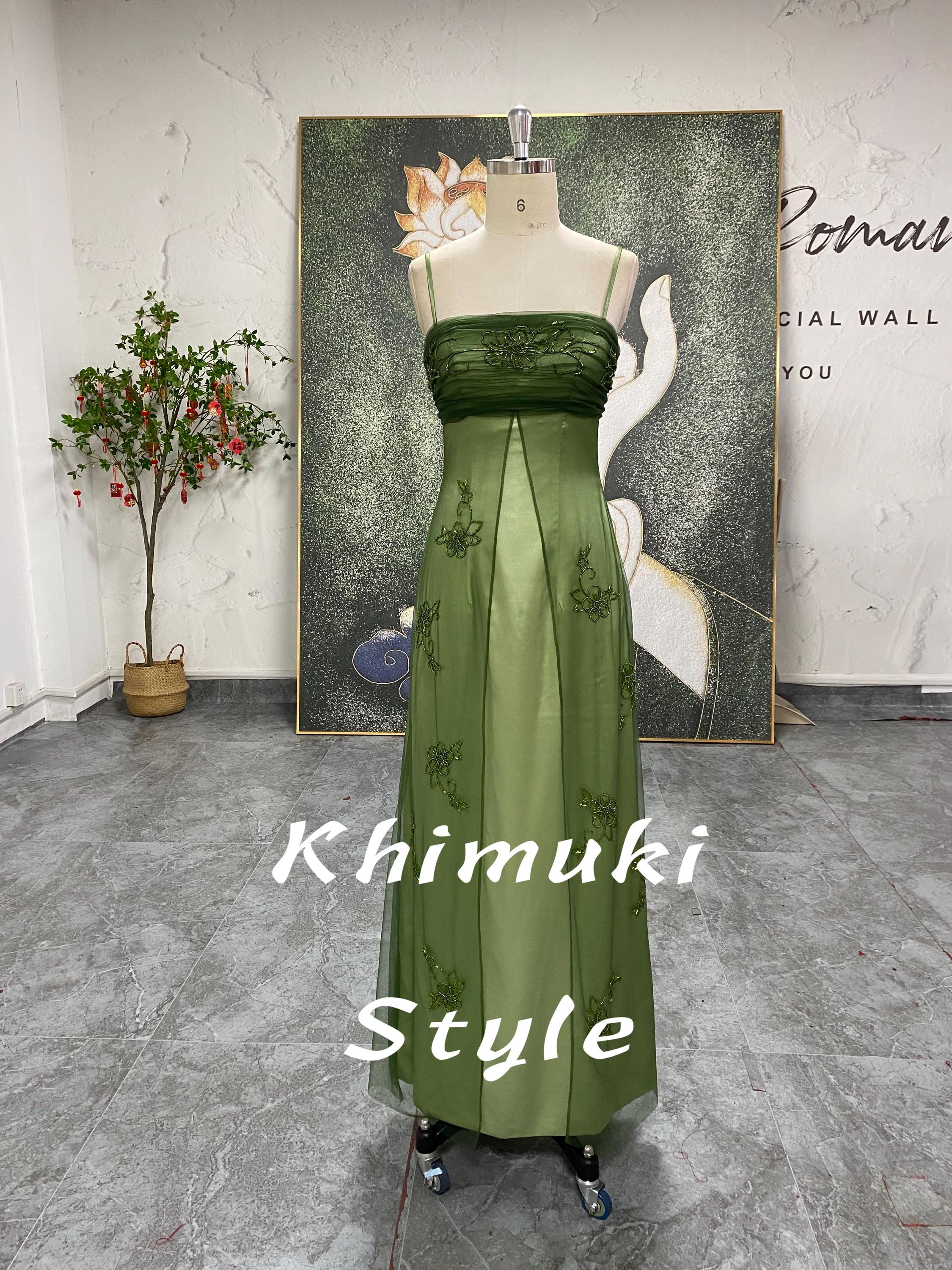 slim fit dress slacks Spaghetti Straps Olive Green Satin Side Slit Long Evening Prom Dresses,  Cheap Custom Prom Dresses, MR7603