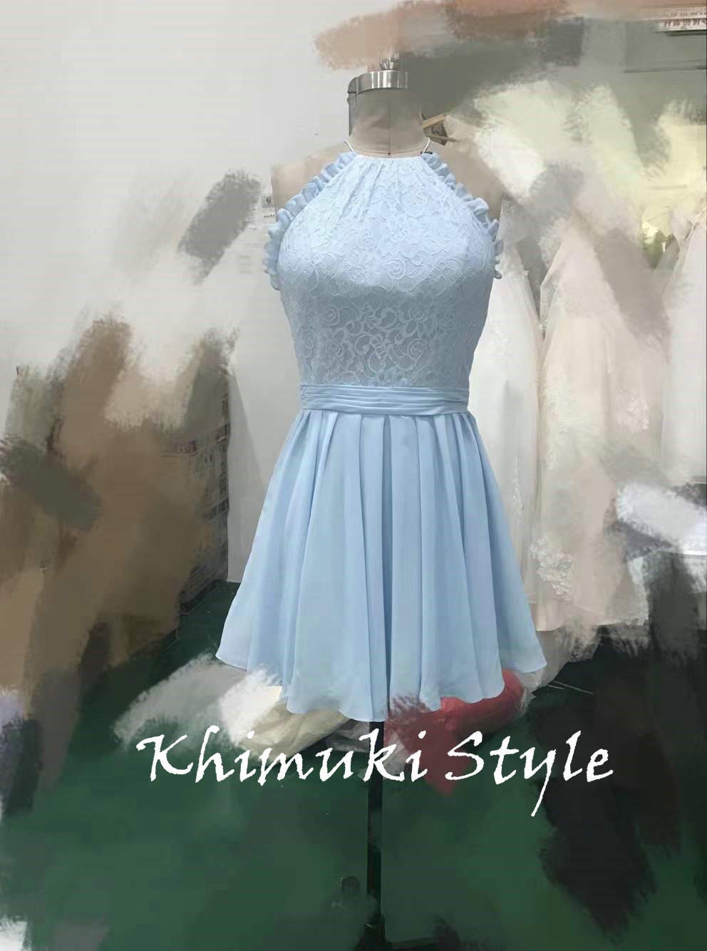 Short Halter Neckline Sky Blue Homecoming Dress - Etsy