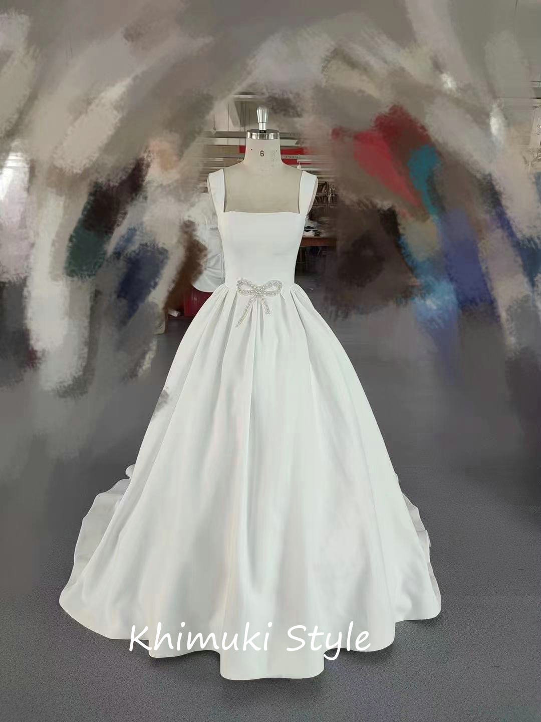 Unique Ball Gown Square Neckline Sequin Short Sleeves Wedding Dresses Brides Dress main image 0