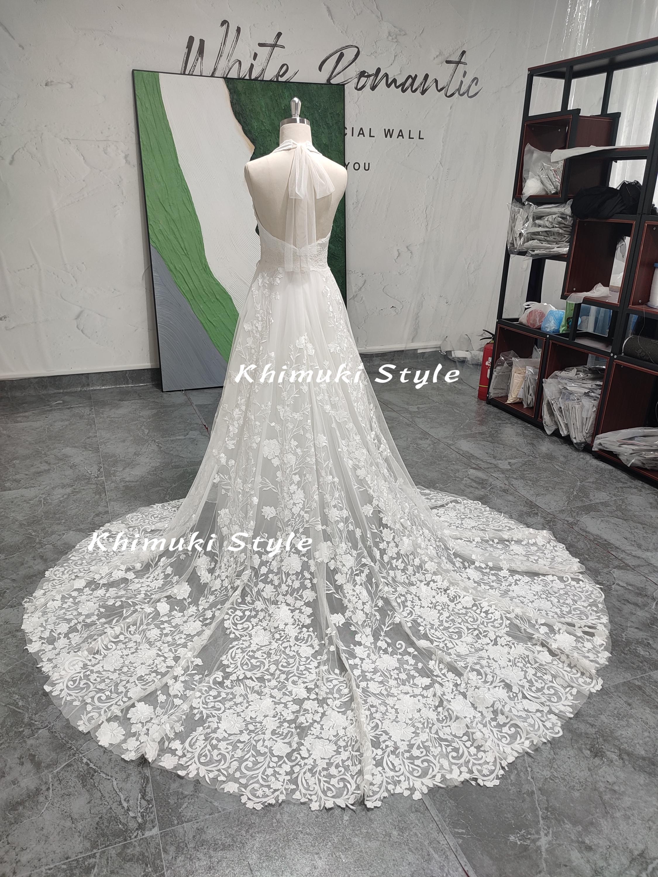 lace mermaid wedding dress with 3/4 sleeves Zapaka Women Ivory Satin Engagement Dress with Slit Round Neck 3/4 Sleeves  Bridal Dress with Lace  ZAPAKA