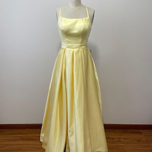 Sexy Back Square Neckline Yellow Prom Dress