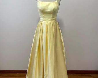 Vintage 90s Canary Yellow Halter Prom Dress: Rhinestone Mermaid Gown - Etsy