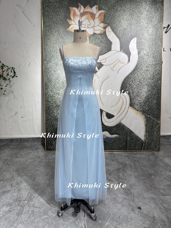 Square Neckline Prom Dress,vintage Light Blue Party Dress - Etsy Square Neckline Prom Dress,vintage Light Blue Party Dress - Etsy