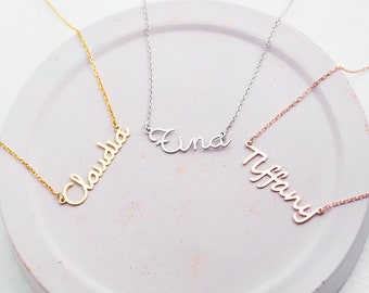 925 Sterling Silver Personalized  Name Necklace - Custom 18K Gold Plated Name Necklace - Personalised Name Jewelry for Mom - Birthday Gift