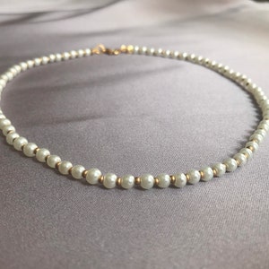 Pearl Necklace, Wedding Necklace, Pearl and Gold Necklace, Gold Necklace, Ivory Pearl Necklace, gift for her, White Pearl Necklace, Choker