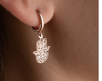 925K Sterling Silver Hand of Hamsa  Earring, Hand of Fatima  Earrings, Meaningful Gifts, Meaningful  Earrings Good Luck Charm, Pendant