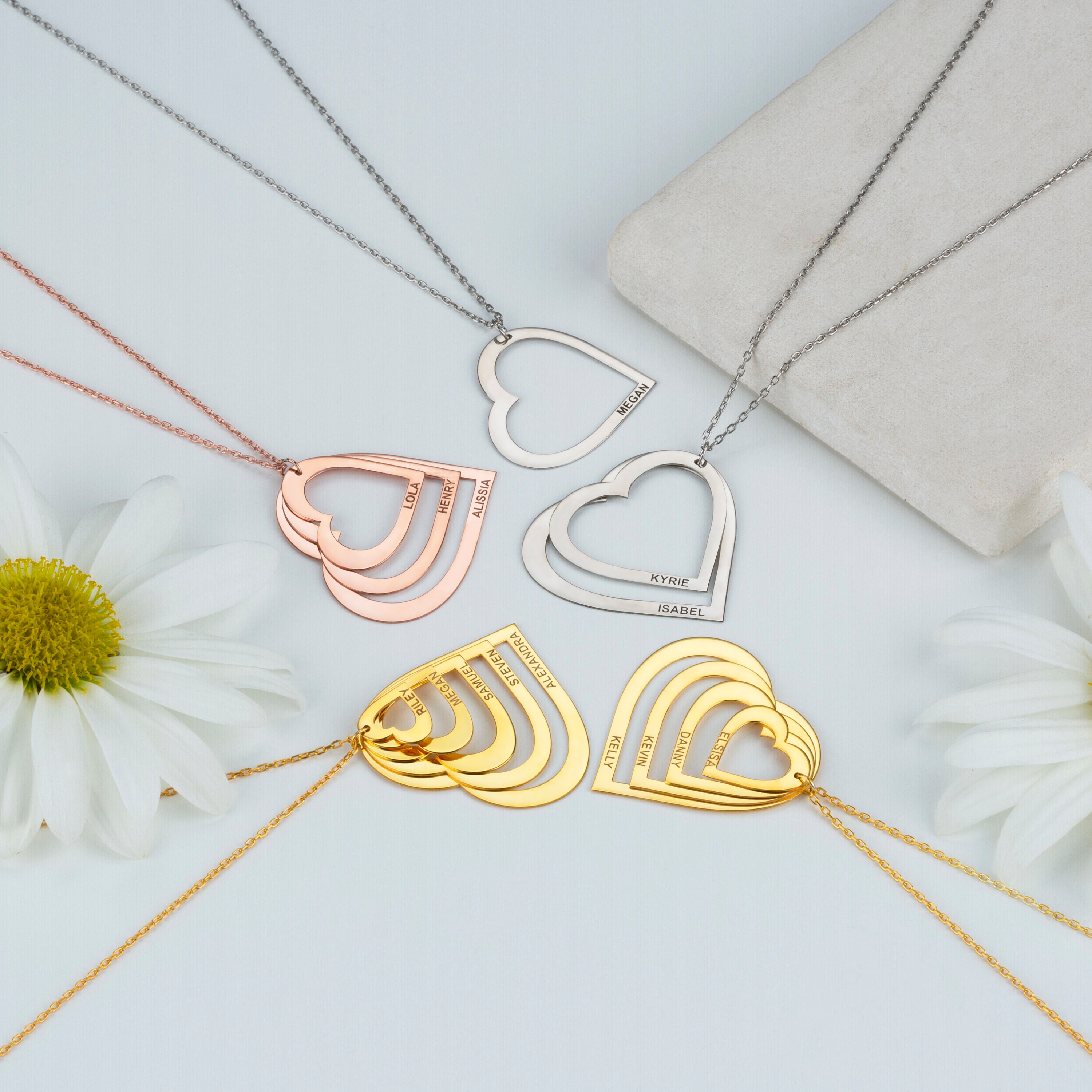 Custom Heart Name Necklace mothers 