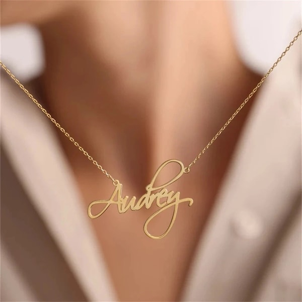 14k 18k Solid Gold Name Necklace-Customized Jewelry-Gift For Her-Initial Necklace-Gold Necklace-Personalized Necklace