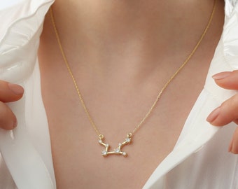 Sterling Silver Zodiac Constellation Necklace, Personalized Celestial Jewelry