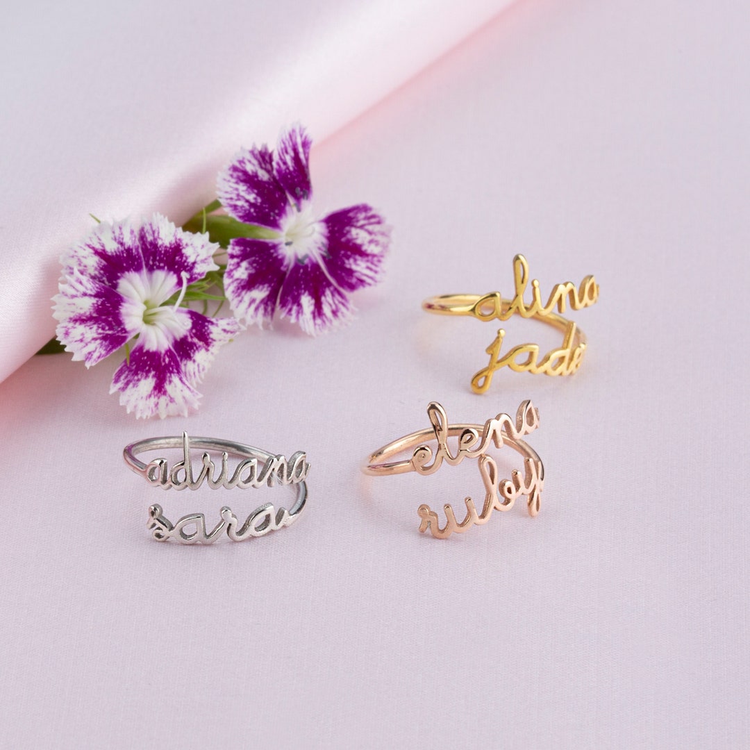 Friendship Rings With Names Two Name Ring - Custom Name Ring - Double Name Ring - Personalized Ring ...