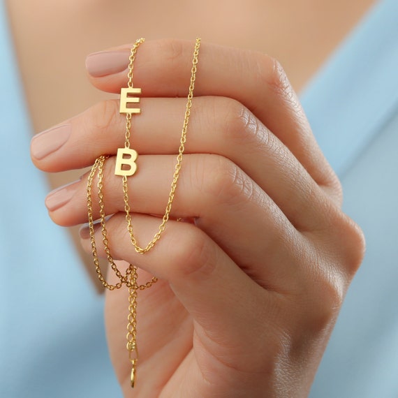 Sideways Initial Necklace Letter 